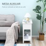 Mesa de Apoio com Tampa Abatível Prateleira de Armazenamento e Orifício para Cabos Oculto 60,5x32,5x70cm Branco