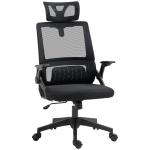 Cadeira de Escritório de Malha Confortável Giratória com Altura e Apoio para a Cabeça Ajustáveis Apoio Lombar Preto 60x61x104,5 - 121,5 cm