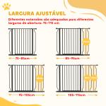 Barreira de Segurança para Cães Extensível para Escadas e Portas 75 - 115 cm com 2 Extensões e 10 - 20 cm Altura 76 cm Preto
