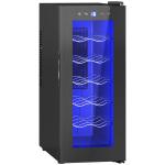 Cave de Vinhos 12 Garrafas com Dupla Refrigeração Termoelétrica Temperatura Ajustável 8 - 18℃ Porta de Vidro Anti - UV Ecrã LED Luz Interior Preto