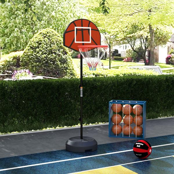 Tabela de Basquetebol com Altura Ajustável 129 - 179 cm Aro de Basquetebol com Alvo Magnético e Dardos Ø38x129 - 179 cm Preto