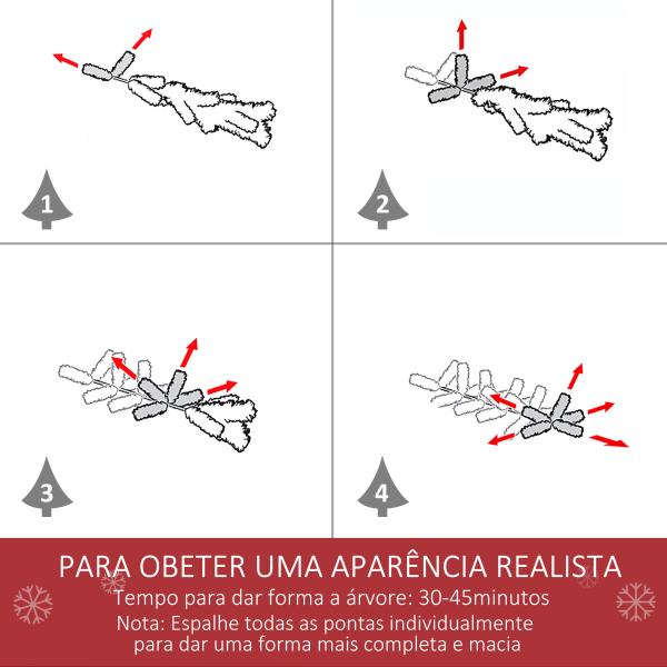 Árvore de Natal Artificial 225 cm com Neve Ignífugo com 1300 Ramos Folhas de PVC Base Dobrável Verde