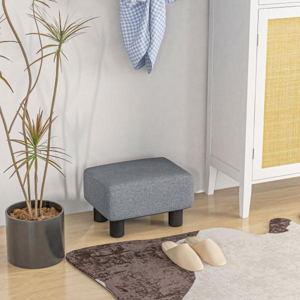 Apoio para os Pés de Sala de Estar Banco Retangular com Estrutura de Madeira para Sala de Estar 40x30x24 cm Cinzento
