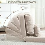 Sofá - Cama Individual Dobrável Estofado em Linho com Encosto Ajustável 5 Posições e 1 Almofada Bege