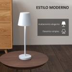 Candeeiro de Mesa com Luzes LED Candeeiro de Mesa Sem Fios Recarregável por USB - C 3 Cores Ø11,2x36,5 cm Branco