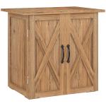 Armário de Jardim Abrigo de Madeira para Exterior com 2 Portas Magnéticas Abrigo para Ferramentas 77x55x72 cm Marrom