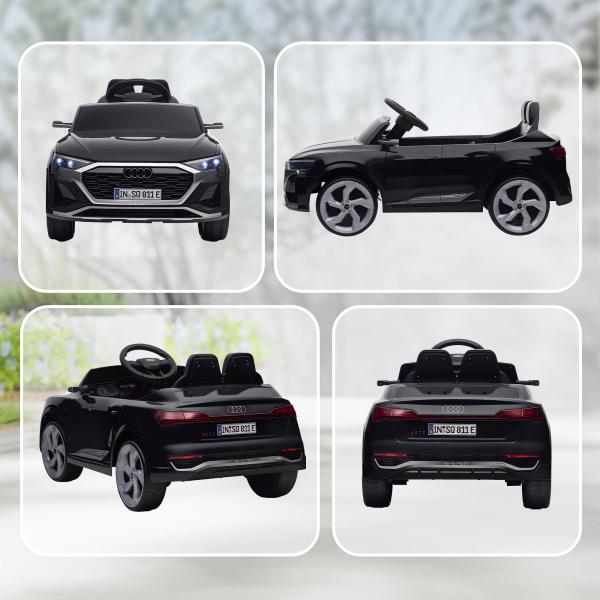 Carro Elétrico para Crianças Carro Audi Q8 Etron Sportback Infantil 12V Faróis Buzina e Música 98x49,5x43 cm Preto