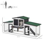 Coelheira de Madeira Gaiola para Coelhos com Teto Rebatível Escada e Bandeja Amovível para Exterior 197x49x86 cm Cinza