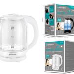 Chaleira Elétrica de Vidro HA-002 Branco - 1,8L, 1500W, Iluminação LED, Proteção Contra Fervura a Seco