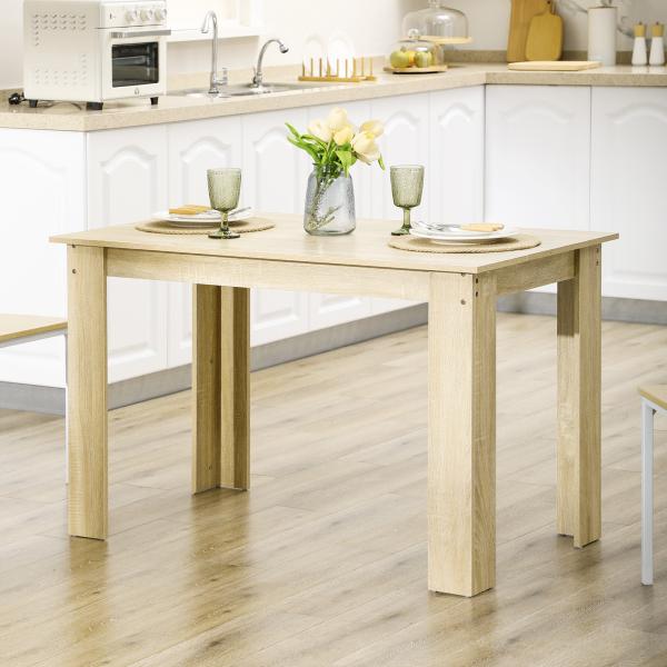 Mesa de Sala de Jantar para 4 - 6 Pessoas Estilo Moderno com Bancada de Melamina de Madeira Carga 50 kg 120x69x75 cm Carvalho