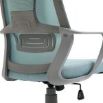 Cadeira de escritório ergonômica Cadeira de mesa inclinável ajustável em altura com encosto de braço Encosto de cabeça 5 rodas Suporta até 120 kg 64x58x116 - 126 cm Azul