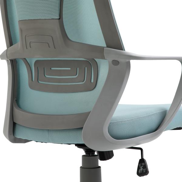 Cadeira de escritório ergonômica Cadeira de mesa inclinável ajustável em altura com encosto de braço Encosto de cabeça 5 rodas Suporta até 120 kg 64x58x116 - 126 cm Azul