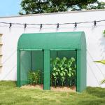 Estufa Pequena Estufa de Exterior com Porta Dupla com Fecho de Correr e Cobertura de PE 200x100x178 cm Verde