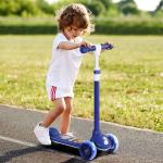 Trotinete para Crianças Trotinete com 3 Rodas LED Altura Ajustável Carga 25 kg 52x29x63 - 76 cm Azul