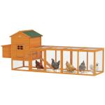 Galinheiro de Madeira para 3 - 6 Galinhas com Teto Asfáltico Porta com Trava Bandeja Amovível e Rampa 297,5x68x118cm Madeira