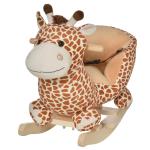 Baloiço para Crianças em Madeira com 32 Canções Cinturão de Segurança Girafa de Pelúcia 60x33x45 cm Marrom Claro