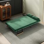 Sofá Cama Sofá Convertível em Cama de 2 Lugares Dobrável com Encosto Ajustável em 5 Níveis e 2 Almofadas 102x73x81 cm Verde