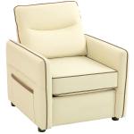 Poltrona Sala de Estar Estofada em Couro Sintético Poltrona Relax Moderna com Assento Largo Acolchoado Espesso 80x81x90 cm Bege