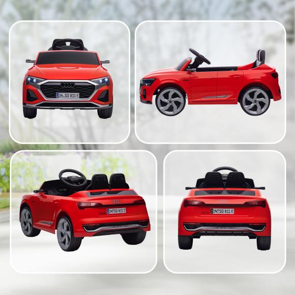Carro Elétrico para Crianças Carro Audi Q8 Etron Sportback Infantil 12V Faróis Buzina e Música 98x49,5x43 cm Vermelho
