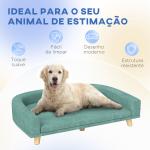 Sofá para Cães Cama Elevada para Cães Estofada com Almofada Lavável e Pés de Madeira de Pinho 98x67x25 cm Verde