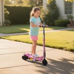 Trotinete Elétrico Dobrável para Crianças de 7 - 14 anos Suporta até 50kg com Altura Ajustável 75x36x82 - 93cm Rosa