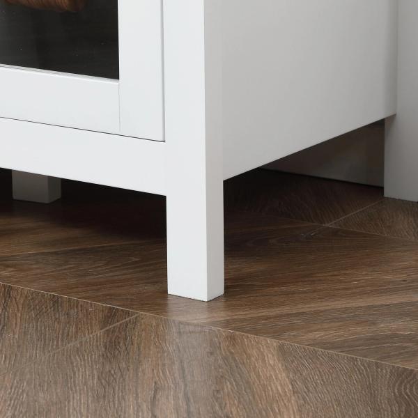 Aparador de Cozinha com Armário 2 Gavetas 2 Portas de Vidro e Prateleiras Ajustáveis Móvel Auxiliar de Armazenamento para Sala de Jantar Sala de Estar 120x40x90 cm Branco