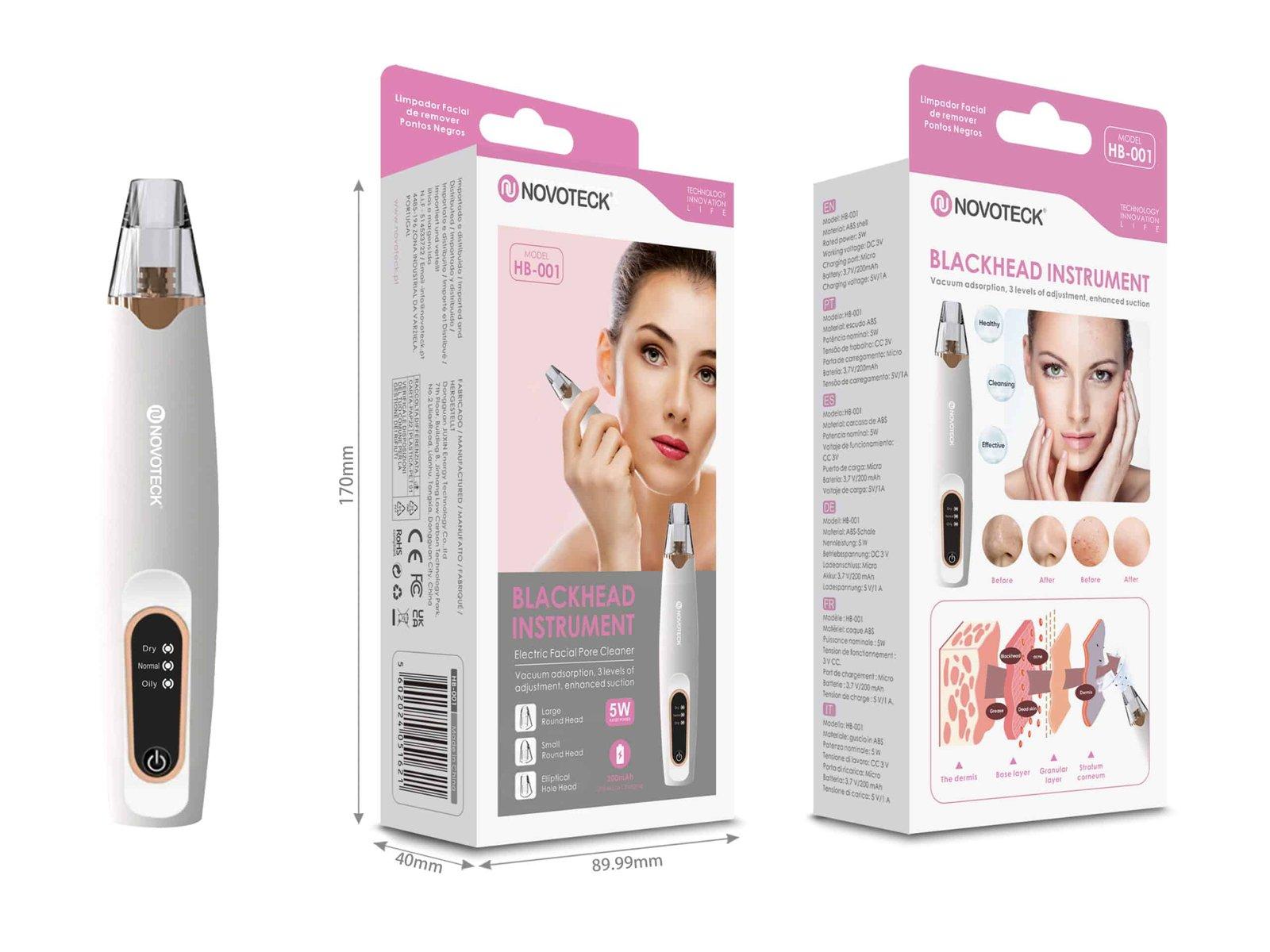 Aparelho Removedor de Pontos Negros HB-001 - Limpeza Facial a Vácuo com 3 Níveis de Sucção, Portátil e Eficaz