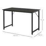 Secdretária Mesa de Computador com Pés Ajustáveis e Estrutura em Aço Secretária Estilo Moderno 120x60x73 cm Marrom Escuro e Preto
