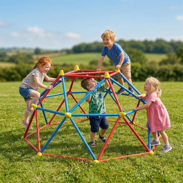 Cúpula de Escalada Conjunto de Cúpula Geométrica Parque Infantil para 3 - 8 Anos para Jardim Ø183x90 cm Vermelho e Azul