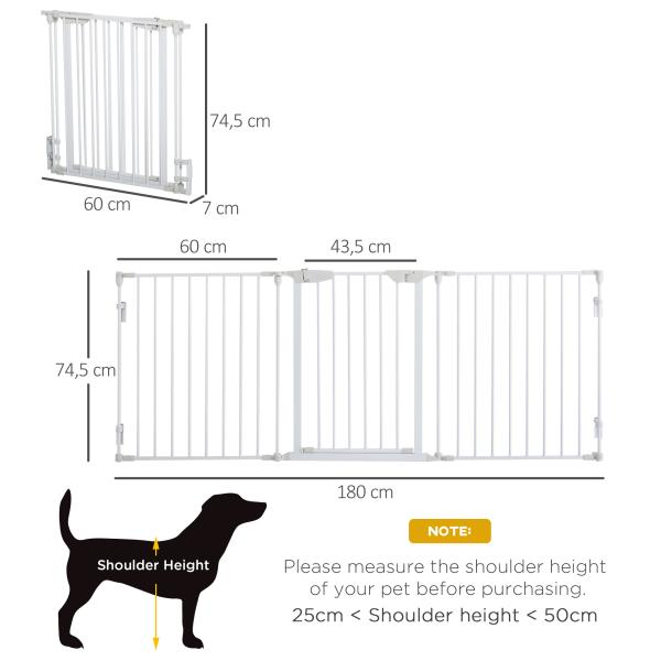 Barreira de Segurança para Animais de Estimação Barreira Dobrável de 3 Painéis 180x74,5 cm Branco
