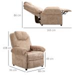 Poltrona Relax Reclinável com Apoio para os Pés Retrátil Encosto Alto Bolso Lateral Acolchoado Grosso 88x91x108 cm Bege