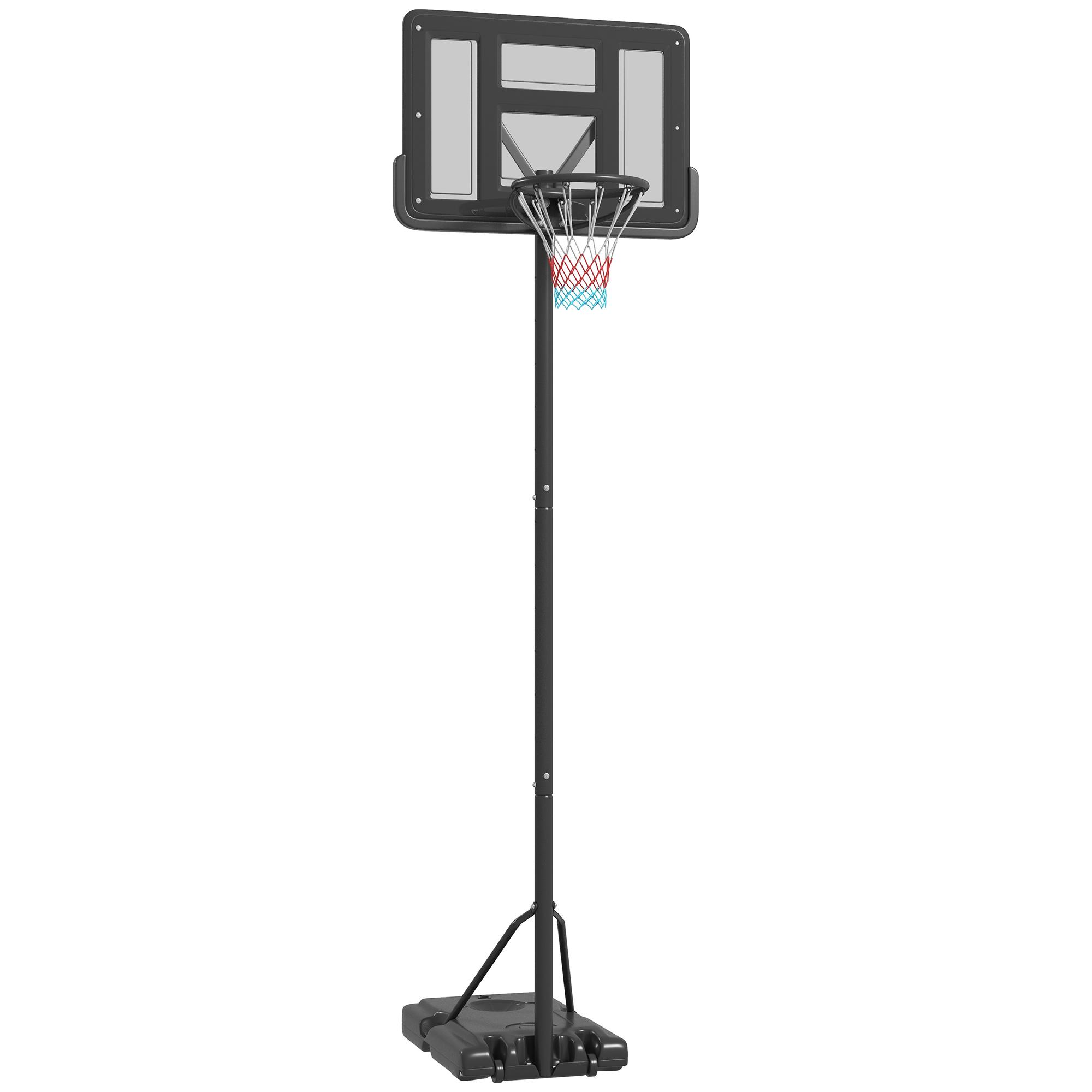 Tabela de Basquetebol com Altura Ajustável 230 - 305 cm para Piscina com Rodas e Base Preenchível 110x75x195 - 370 cm Preto