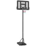 Tabela de Basquetebol com Altura Ajustável 230 - 305 cm para Piscina com Rodas e Base Preenchível 110x75x195 - 370 cm Preto