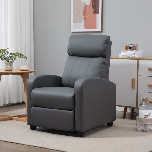 Poltrona de Massagem Reclinável com 2 Zonas de Massagem 8 Programas e 5 Níveis de Intensidade 68x88x98 cm Cinzento