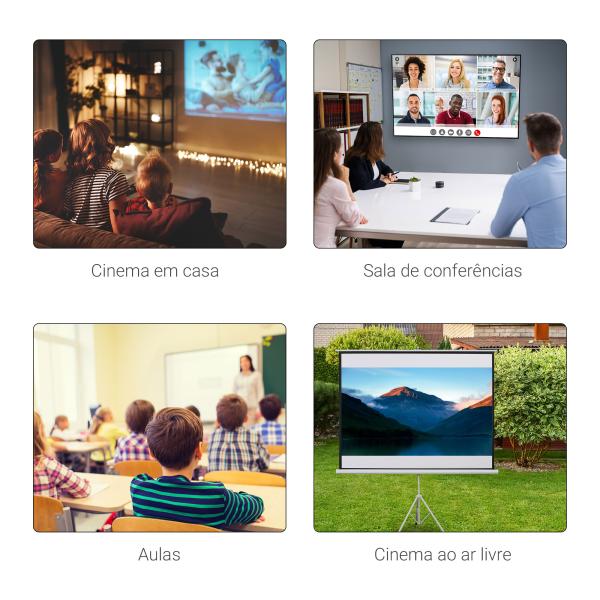 Tela de Projeção Dobrável 84 Polegadas Formato 4:3 com Altura Ajustável para Cinema em Casa Apresentações 180x203 cm Branco