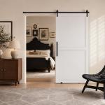 Ferragens para Porta Corredeira 200cm Kit de Acessórios para Porta Corredeira de Madeira com 2 Trilhos de Aço Carga Máxima 20 kg Preto