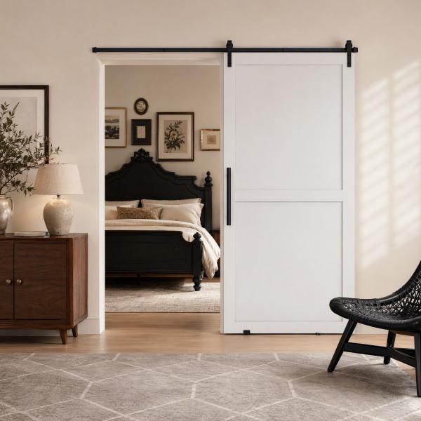 Ferragens para Porta Corredeira 200cm Kit de Acessórios para Porta Corredeira de Madeira com 2 Trilhos de Aço Carga Máxima 20 kg Preto