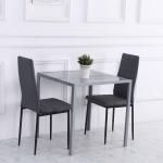 Mesa de Sala de Jantar de Cristal Mesa de Cozinha Quadrada para 4 Pessoas com Pés de Metal 75x75x75cm Cinza