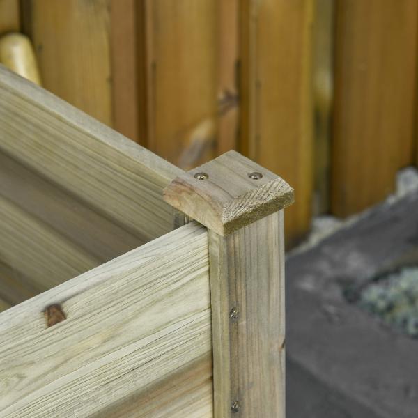 Horta Urbana de Madeira com Prateleira Mesa de Cultivo Retangular com Orifícios de Drenagem para Cultivos Plantas Jardim Terraço Exterior Carga 80 kg 91x51x76 cm Natural