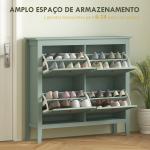 Sapateiro Estreito com 4 Compartimentos e Puxadores de Couro PU para Corredor e Hall 105x24x95,5 cm Verde Claro