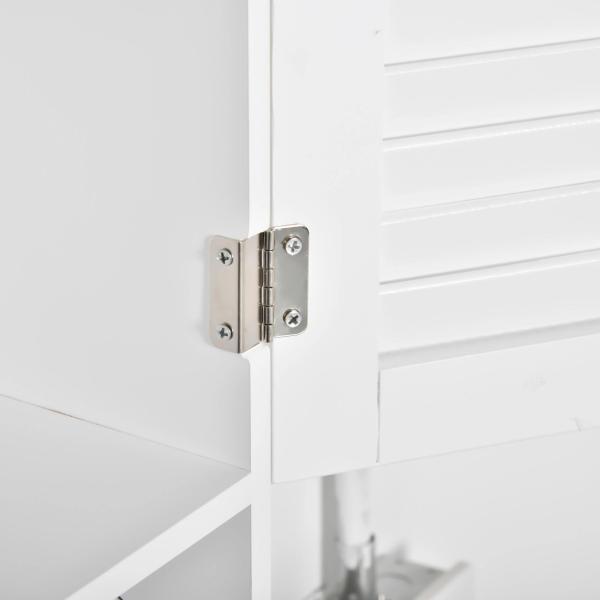 Armário Casa de Banho de Parede com 2 Portas de Persiana Prateleira Interior e Barra para Toalhas Móvel Auxiliar Suspenso Moderno Multiuso para Cozinha 60x23x60cm Branco