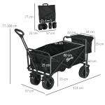 Carrinho de Transporte Dobrável com Bolsa Térmica Removível Capacidade 100 kg para Campismo Praia 113x57x77 - 100 cm Preto