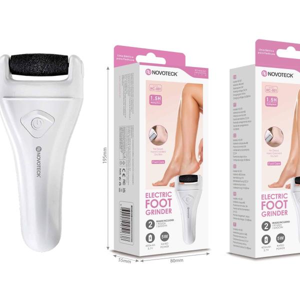 Lima Elétrica para Pés HC-001 - Removedor de Calosidades, Portátil com 2 Cabeças Substituíveis