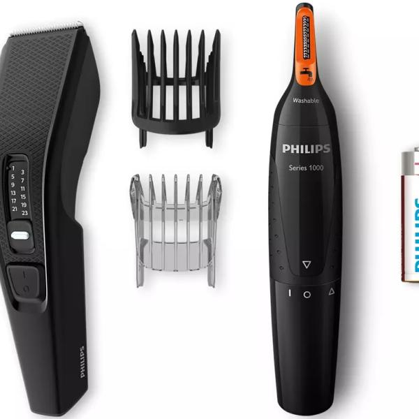 Pack Aparador de Cabelo HC3510/85 c/ Aparador Nasal (Preto) - PHILIPS
