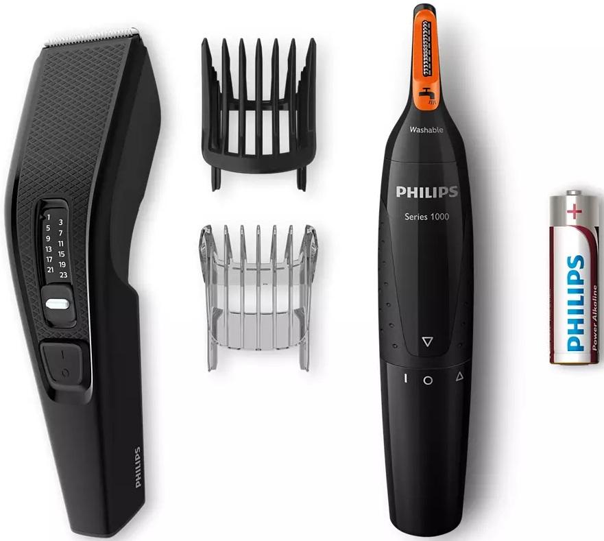 Pack Aparador de Cabelo HC3510/85 c/ Aparador Nasal (Preto) - PHILIPS