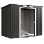 Abrigo de Jardim 213x130x173 Abrigo de Exterior de Aço Galvanizado com Porta Corredeira para Armazenamento Cinza Escuro