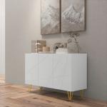 Aparador para Sala Aparador de Entrada com 3 Portas e Prateleiras Ajustáveis para Cozinha Sala 120x40x75 cm Branco Brilhante