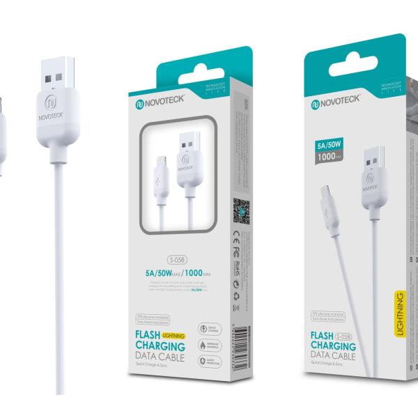 Cabo Lightning Branco 5A 50W 1M S-058 Silicone TPE