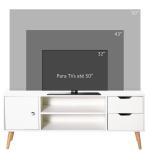 Armário de TV Grande armazenamento com armário prateleiras e gavetas abertas Carga 30 kg 120x28x44 cm Branco