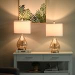 Conjunto de 2 Candeeiros de Mesa com Ecrã de Linho Suporte para Lâmpada E27 Máx. 40W Ø30x56 cm Branco